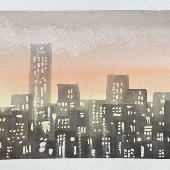 imagined skylines at sunset.